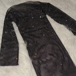 AKIRA Black Sparkle Long Sleeve Dress